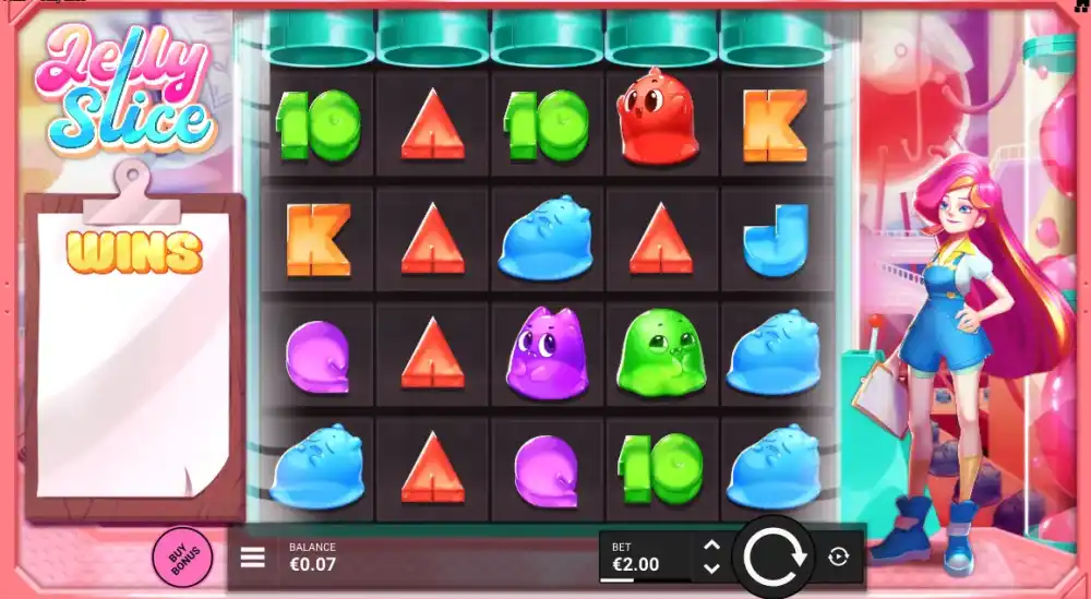 Jelly Slice Slot von Hacksaw Gaming — Slicer-Mechanik schneidet Gelee-Symbole