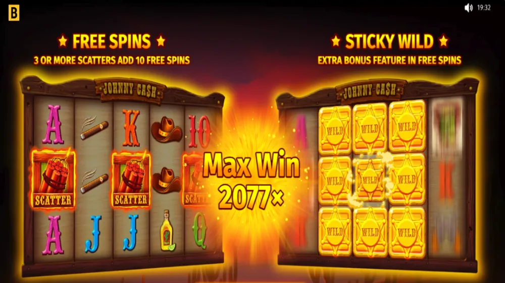 Johnny Cash Slot von BGaming — Western-Theme mit Cowboys und Sticky Wilds auf dem 5x3 Grid