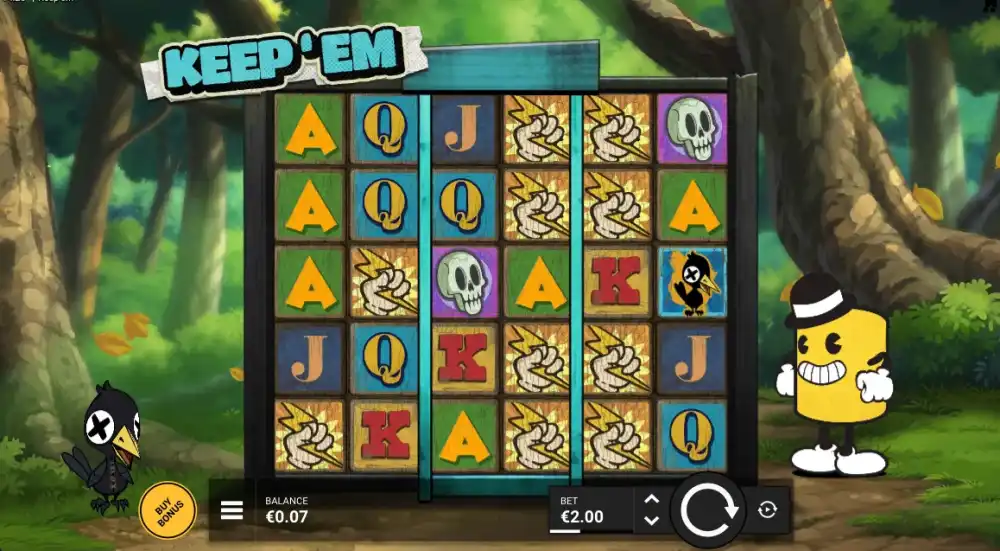 Keep Em Slot von Hacksaw Gaming — Spielfläche mit Cash Collect Mechanik