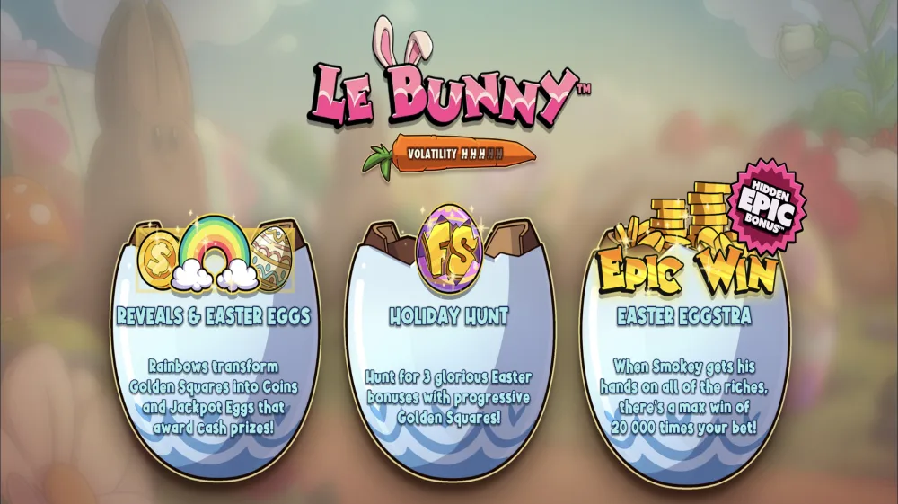 Le Bunny Slot von Hacksaw Gaming im Easter-Design mit Cluster Pays