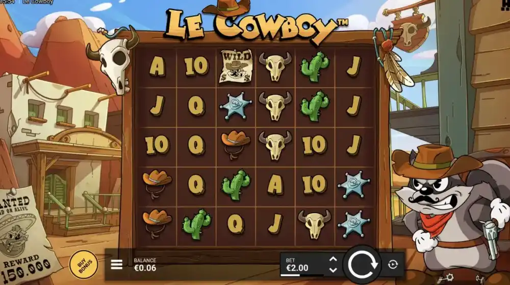 Le Cowboy Slot von Hacksaw Gaming — Gameplay mit Revolver Reveal auf dem Cluster-Grid