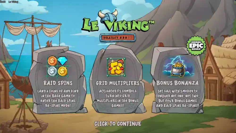 Le Viking Slot mit nordischem Wikinger-Theme und Grid Multipliers auf dem 6x5 Grid von Hacksaw Gaming