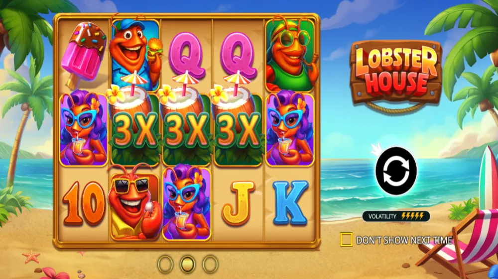 Lobster House Slot von Pragmatic Play — Strand-Theme mit Hummer-Symbolen und Sticky Wilds