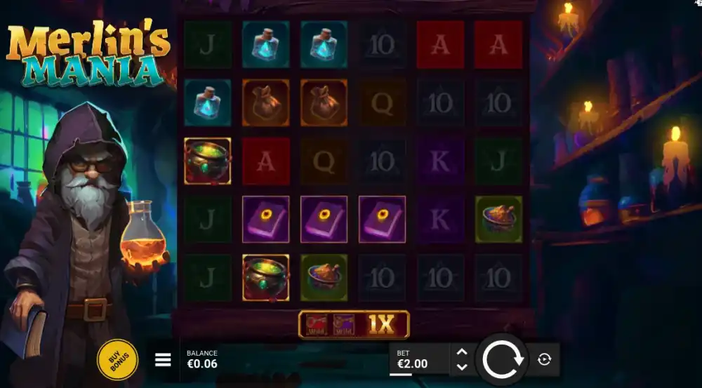 Merlins Mania Slot von Bullshark Games — Gameplay mit Mystery Symbols