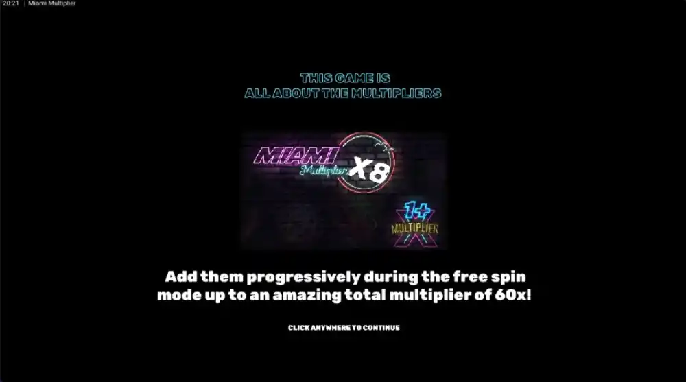 Miami Multiplier Slot von Hacksaw Gaming — Neon-80er-Theme mit Palmen auf 4x4 Grid