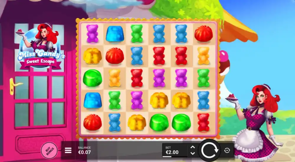 Miss Candy's Sweet Escape Slot von Kitsune Studios in Aktion