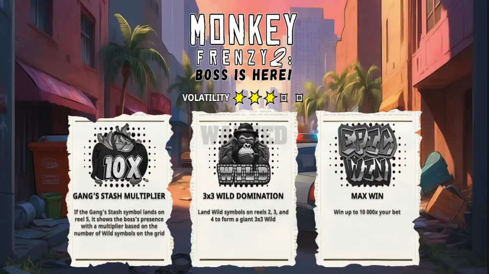 Monkey Frenzy 2 Boss is Here Slot von Trusty Gaming — Affen-Gang mit Expanding Wilds auf dem Grid