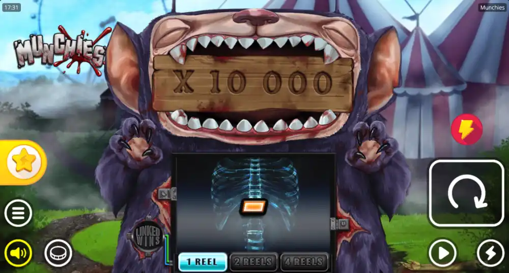 Munchies Slot von Nolimit City — Monster frisst Multiplikatoren auf vier Walzen
