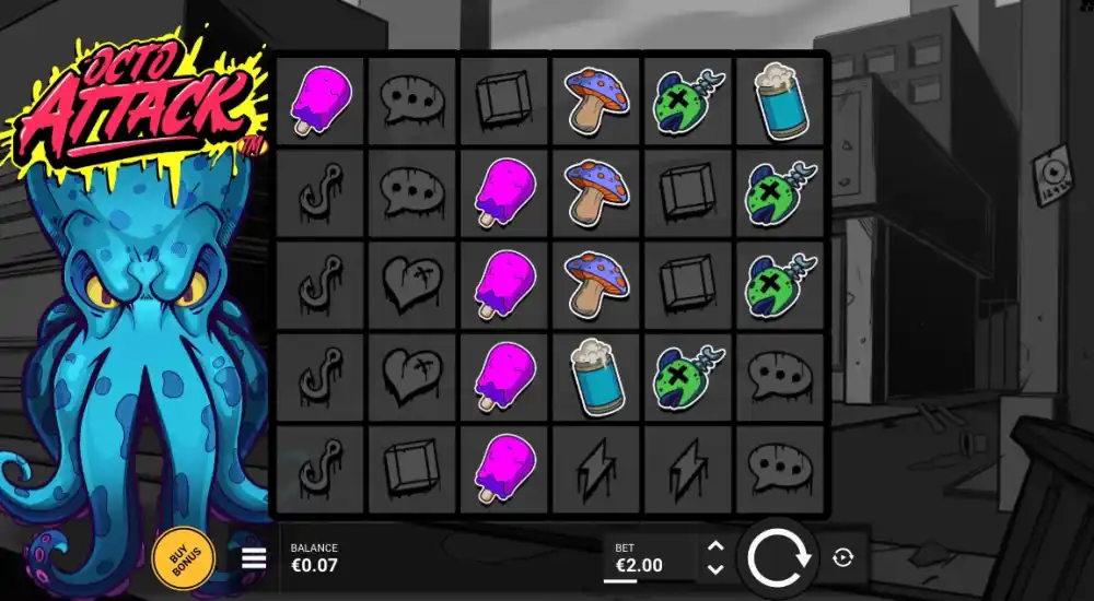 Octo Attack Slot von Hacksaw Gaming — Tenta-Grab Mechanik auf dem Cluster Grid