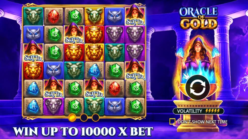 Oracle of Gold Slot von Pragmatic Play — Cluster Pays auf goldenem 6x6 Grid