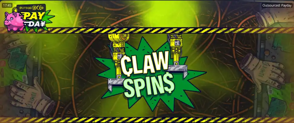 Payday Slot von Nolimit City — Greifarm-Mechanik auf dem Fließband mit Multiplikatoren