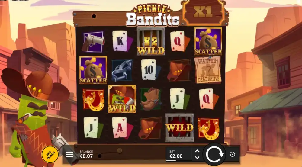 Pickle Bandits Slot von Bullshark Games — Gameplay mit Cascading Reels und Mystery Symbols