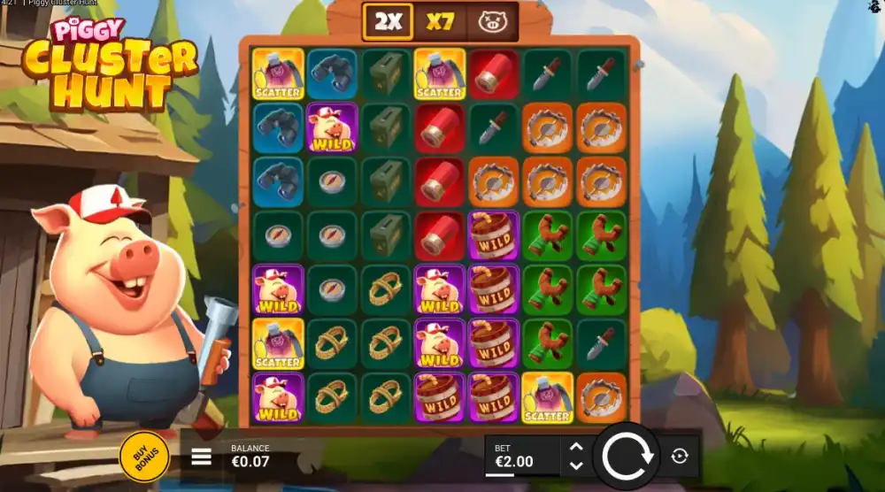 Piggy Cluster Hunt Slot von Bullshark Games — Gameplay mit Exploding Wilds