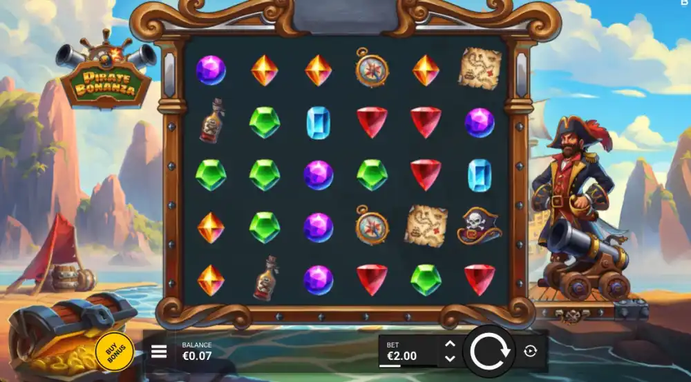 Pirate Bonanza Slot von Backseat Gaming — Gameplay mit Cannon Feature und Multiplier Bombs