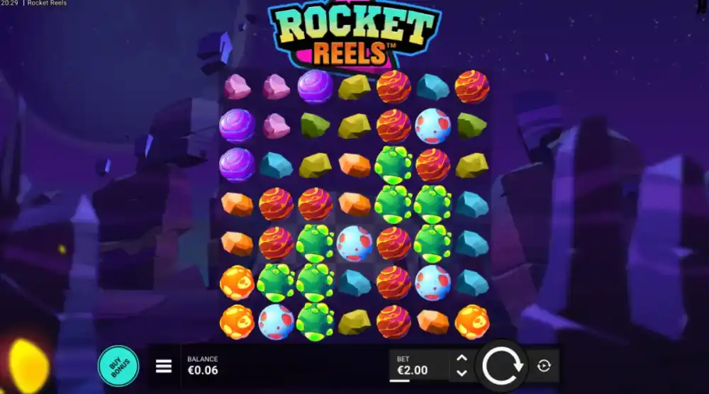Rocket Reels Slot von Hacksaw Gaming — Raketen und Multiplikatoren auf dem Grid