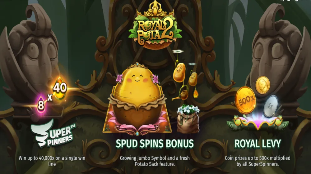 Royal Potato 2 Slot von Print Studios — Super Spud Spins und 6-Stufen Jumbo Wild auf dem 5x4 Grid