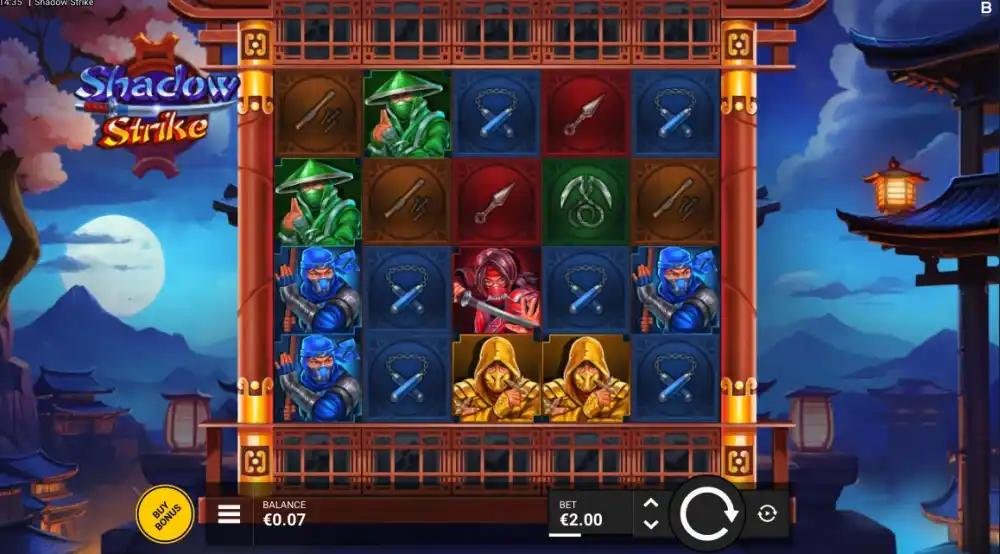 Shadow Strike Slot von Backseat Gaming — Ninja-Gameplay auf dem Grid