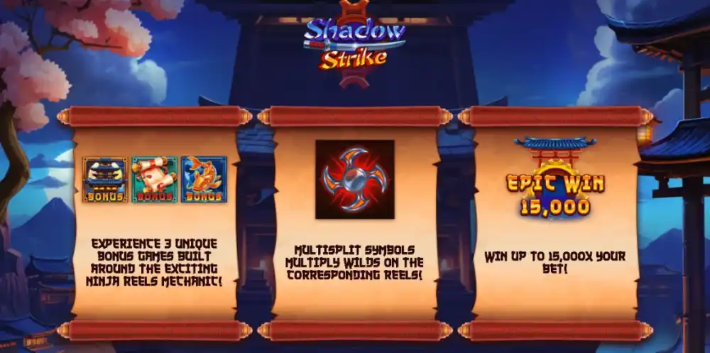 Shadow Strike Slot von Backseat Gaming — Ninja Theme mit zusätzlichen Ninja Reels auf 5x4 Grid