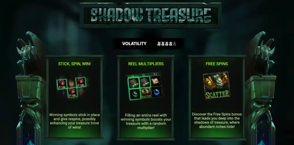Shadow Treasure Slot von NowNow Gaming — Schatzjagd Theme mit Reel Multiplikatoren über den Walzen