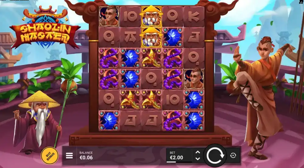 Shaolin Master Slot von Hacksaw Gaming — Chi Orbs auf dem Cluster Grid