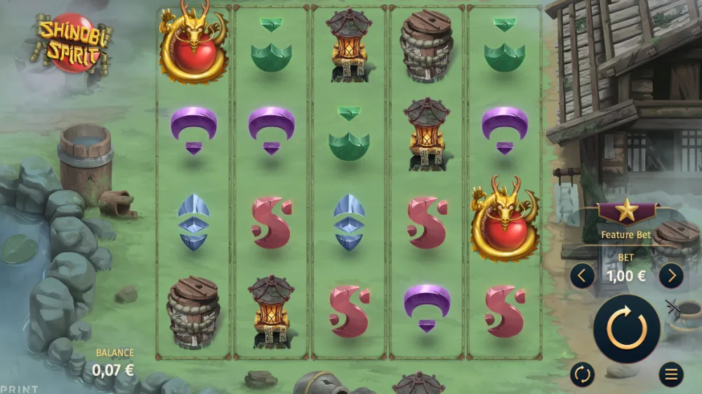 Shinobi Spirit Slot von Print Studios — Bamboo Power Mechanik mit Ninja-Slash