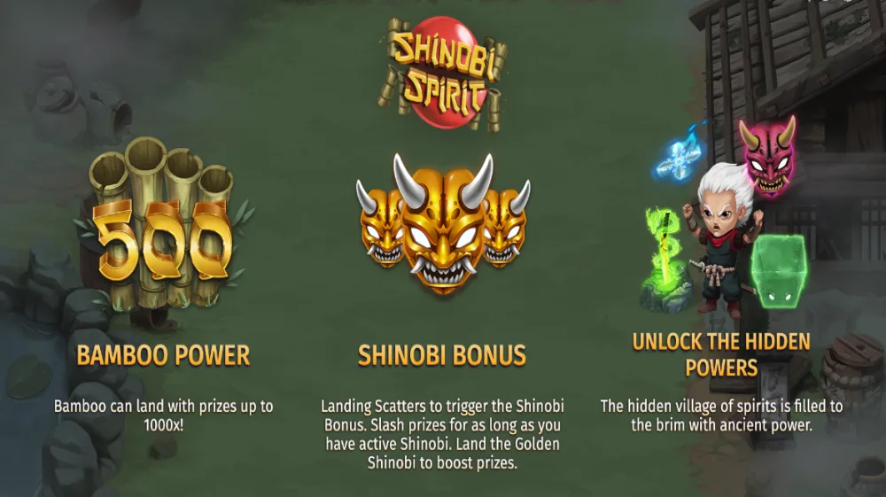 Shinobi Spirit Slot von Print Studios — Bamboo Power und Ninja-Mechanik auf dem 5x4 Grid im feudalen Japan