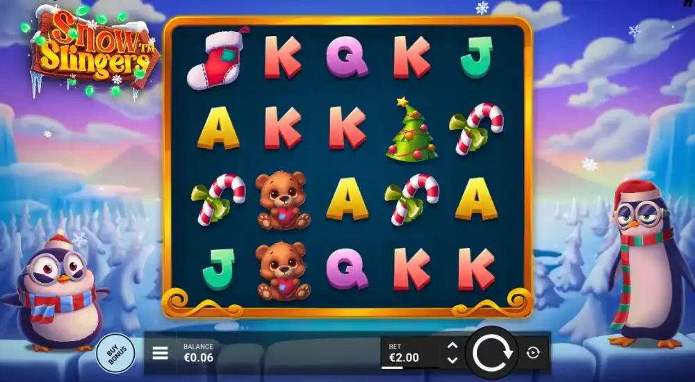 Snow Slingers Slot von Hacksaw Gaming — Winter-Theme mit Snow-Volver Wilds