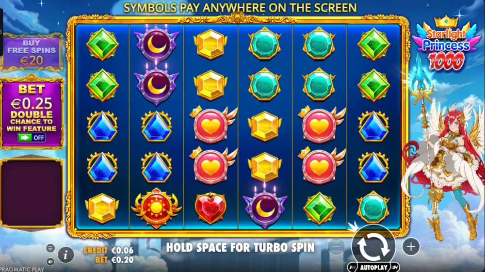 Starlight Princess 1000 Slot von Pragmatic Play — Gameplay mit Multiplikatoren