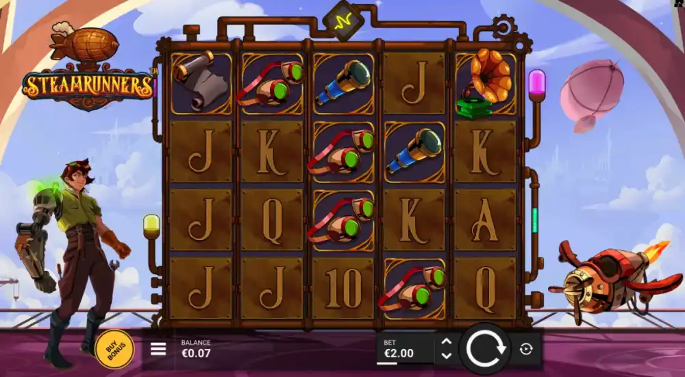Steamrunners Slot von Hacksaw Gaming mit Steampunk-Ästhetik