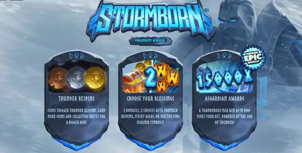 Stormborn Slot von Hacksaw Gaming mit nordischem Wikinger-Theme