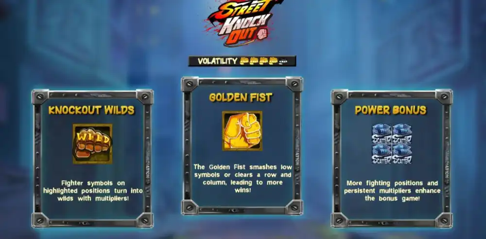 Street Knockout Slot von NowNow Gaming mit Strassenkampf-Theme und Cluster Pays