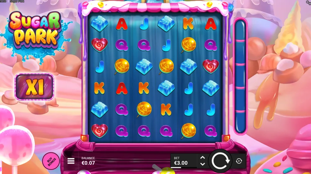 Sugar Park Slot von NowNow Gaming — Cluster Pays Gameplay auf dem 6x6 Grid
