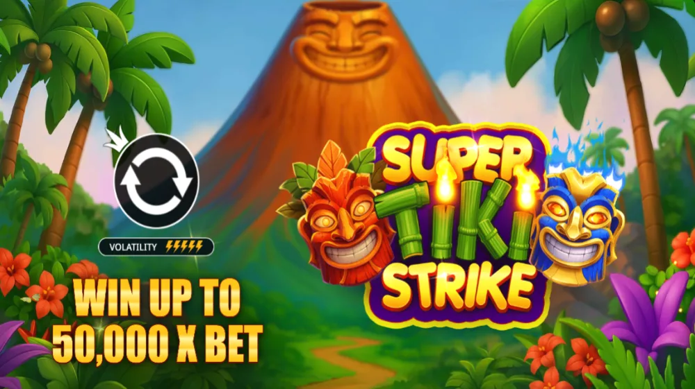 Super Tiki Strike Slot von Pragmatic Play — 3x3 Tiki-Grid mit Fackel-Symbolen