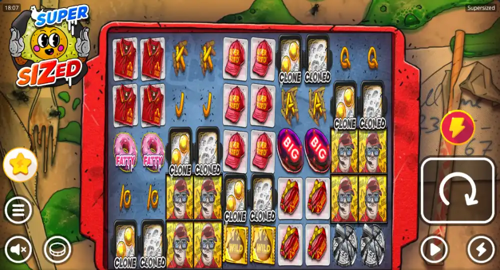 Supersized Slot von Nolimit City — Clone-Reels in Aktion