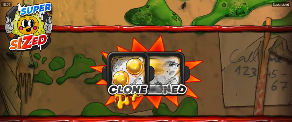 Supersized Slot von Nolimit City — Fast-Food-Theme mit Clone-Reels auf dem 5x5 Grid