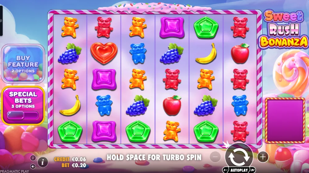 Sweet Rush Bonanza Slot von Pragmatic Play — Gameplay mit aktiven Multiplier Spots
