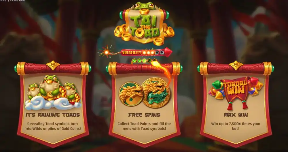 Tai the Toad Slot von Hacksaw Gaming mit asiatischem Glückskröten Theme und Prosperity Pot Feature auf 5x5 Grid