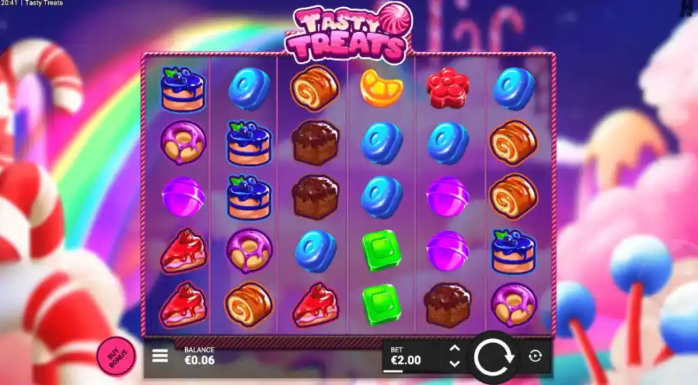 Tasty Treats Slot von Hacksaw Gaming — Bubble Booster auf dem Cluster Grid