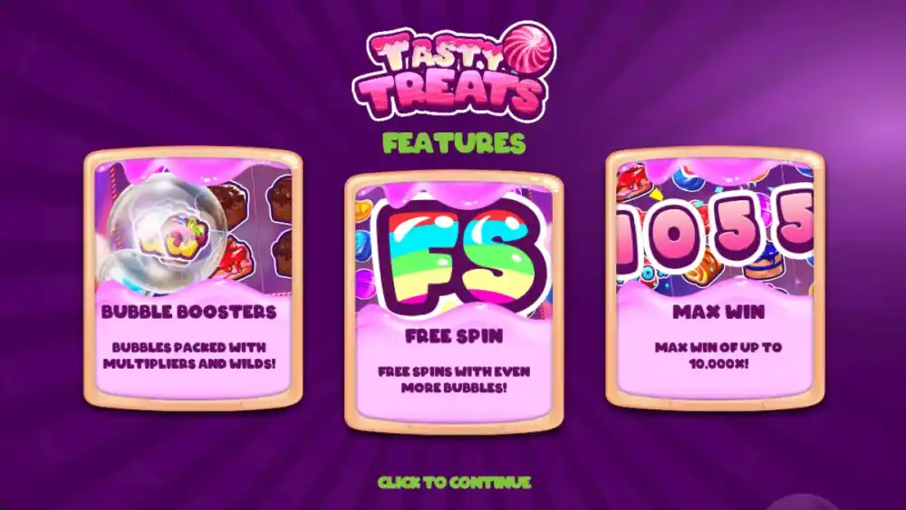Tasty Treats Süßigkeiten-Slot mit Bubble Booster auf 6x5 Cluster Grid