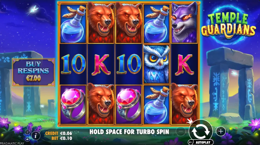 Temple Guardians Slot von Pragmatic Play — Money Respins mit dreifarbigen Symbols