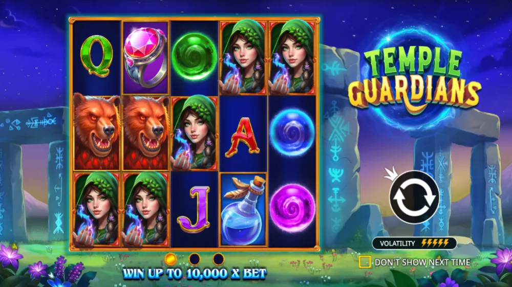 Temple Guardians Slot von Pragmatic Play — 5x3 Grid mit mystischem Tempel-Theme