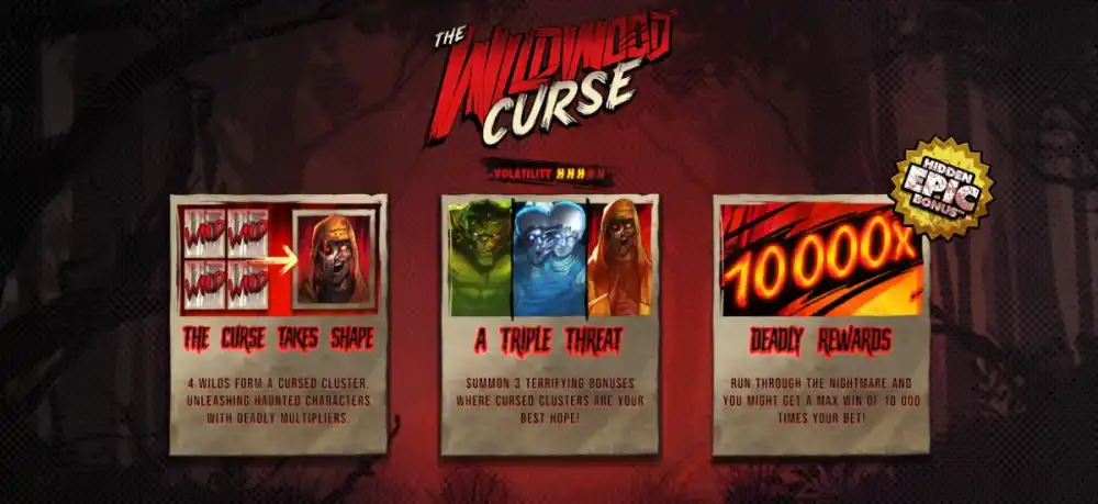 The Wildwood Curse Slot von Hacksaw Gaming mit dunklem Wald-Horror-Setting