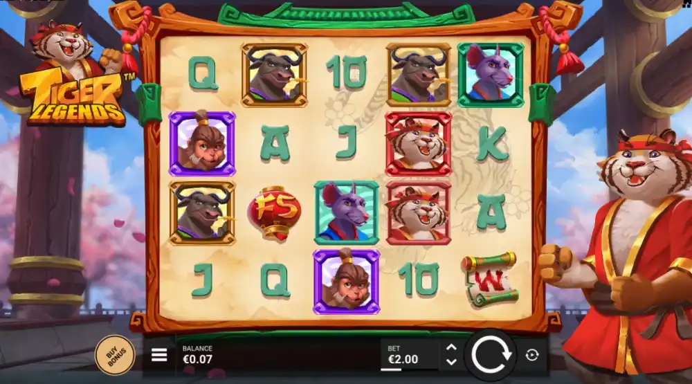 Tiger Legends Slot von Hacksaw Gaming Gameplay-Ansicht
