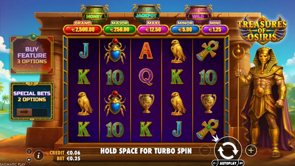 Treasures of Osiris Slot von Pragmatic Play — Freispiele mit drei aktiven Modifiern