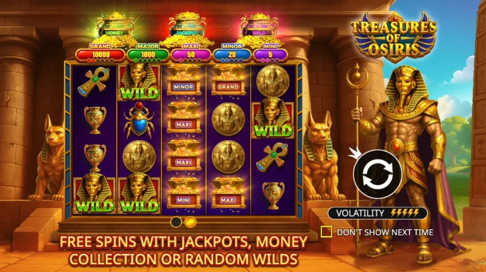 Treasures of Osiris Slot von Pragmatic Play — 5x4 Grid mit ägyptischem Theme
