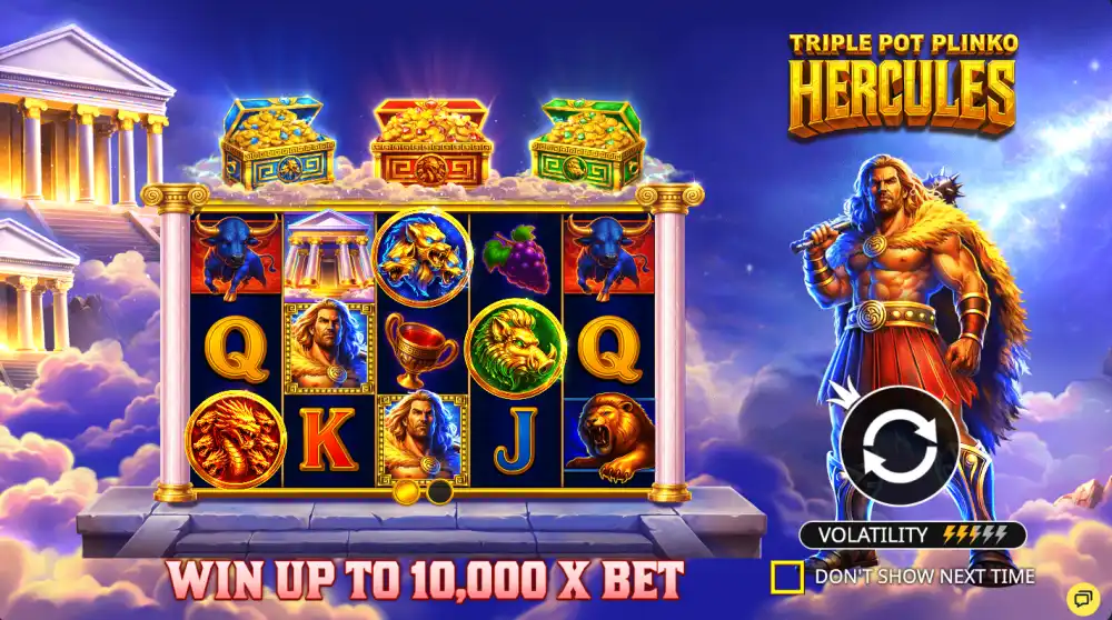 Triple Pot Plinko Hercules by Pragmatic Play — plinko bonus pyramid on a 5x3 Greek mythology themed slot
