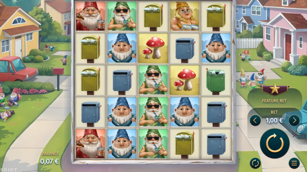 Uncle Profit Slot von Print Studios — Cluster-Pays mit Gartenzwerg-Theme