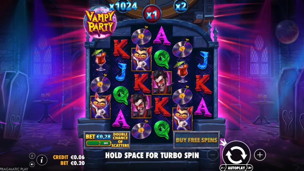 Vampy Party Slot von Pragmatic Play — Tumble-Multiplikator in Aktion