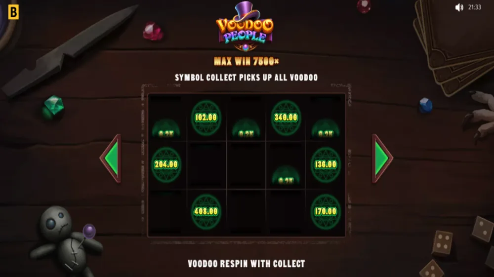 Voodoo People Slot von BGaming — 5x3 Grid mit Voodoo-Theme und Hold-and-Win