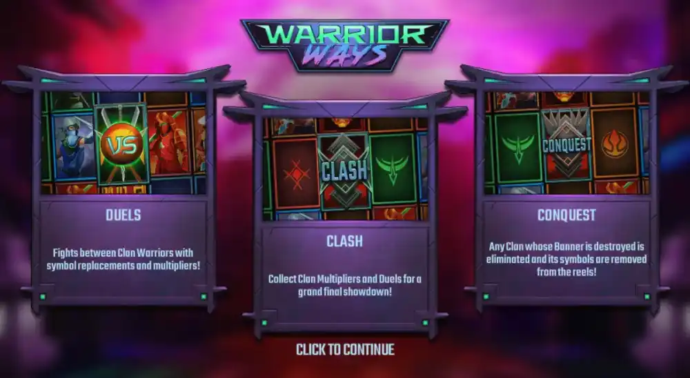 Warrior Ways Slot von Hacksaw Gaming — Cyberpunk-Samurai mit vier Clans auf dem 5x4 Grid